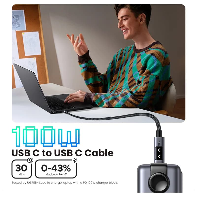 Καλώ USB-C σε USB-C, 100W PD, 0.5-3m