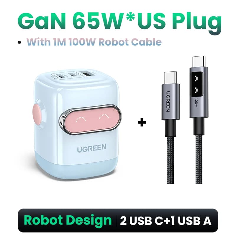 Φορτιστής 65W GaN USB-C PD, Πρίζα ΗΠΑ