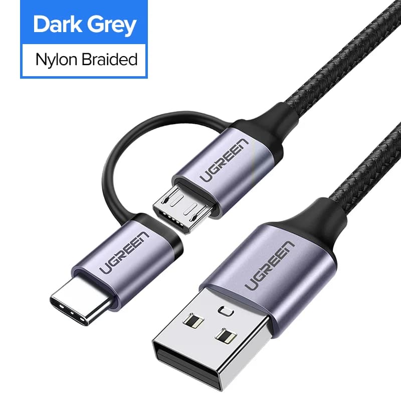 Καλώ Ταχείας Φόρτισης 2-σε-1 USB-C και Micro USB