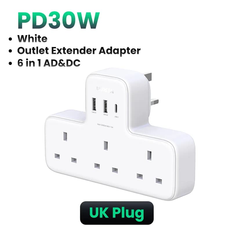 Προέκταση Ρολό με Βύσμα UK και Θύρες USB