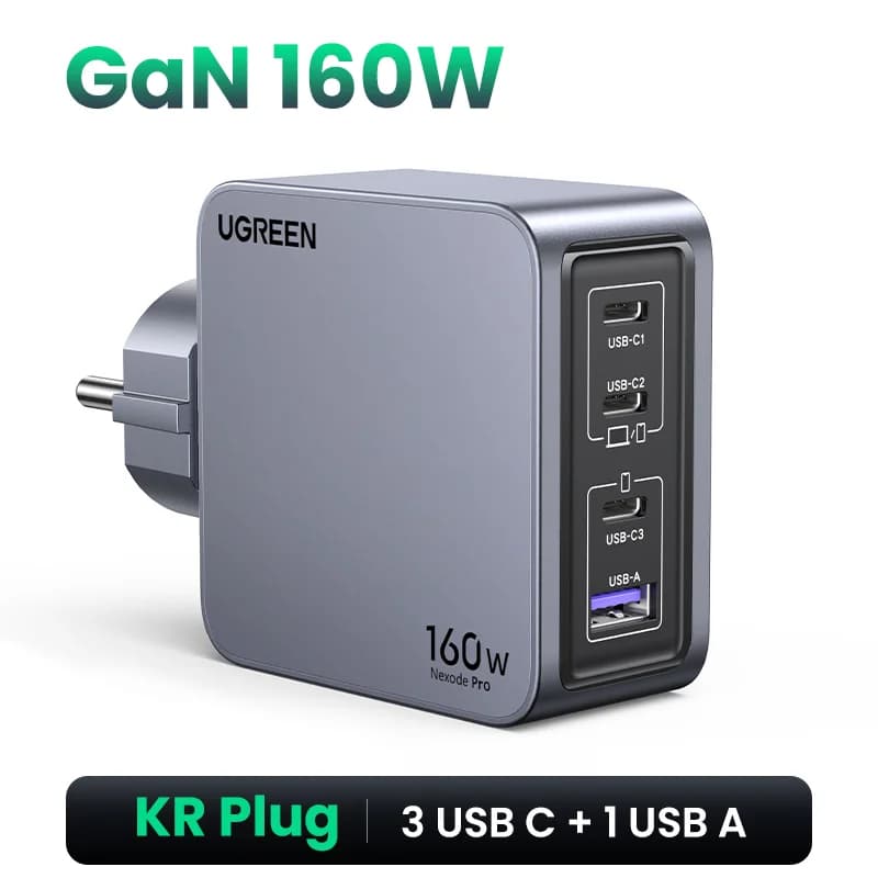 Φορτιστής USB-C GaN 160W με Κορεάτικη Πρίζα