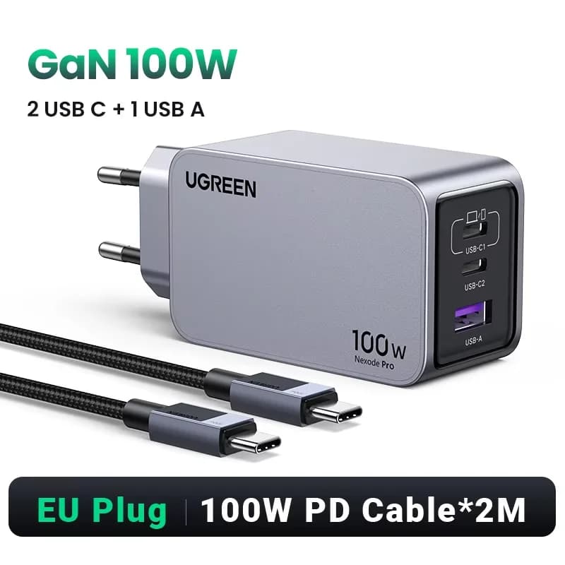 Φορτιστής Τοίχου USB-C GaN 100W, QC4.0