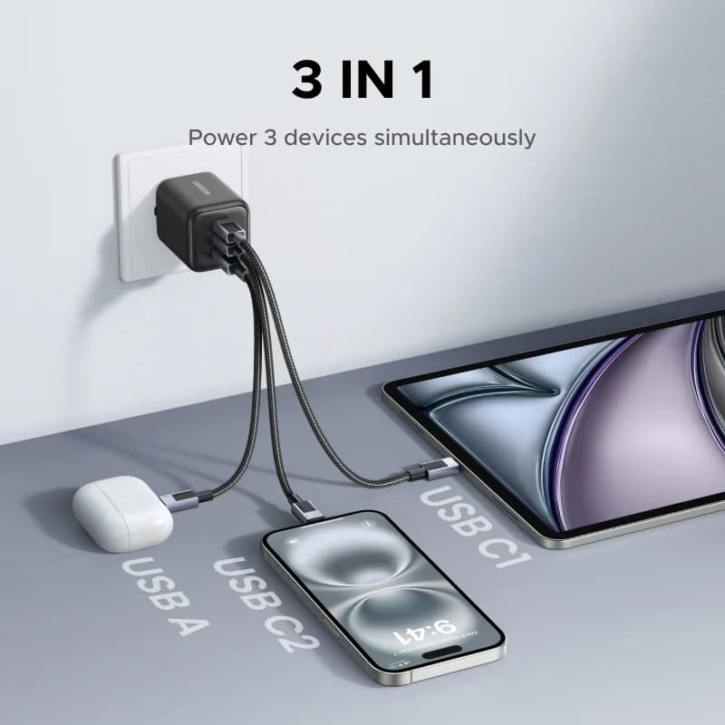 Φορτιστής Τοίχου GaN 45W USB-C, Ευρωπαϊκό Plug