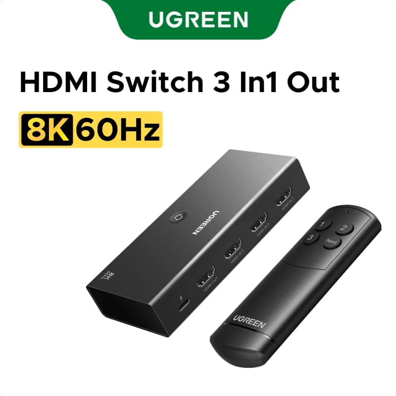 Διακόπτης HDMI 2.1 3-σε-1 Έξοδος 8K με Τηλεχειριστήριο