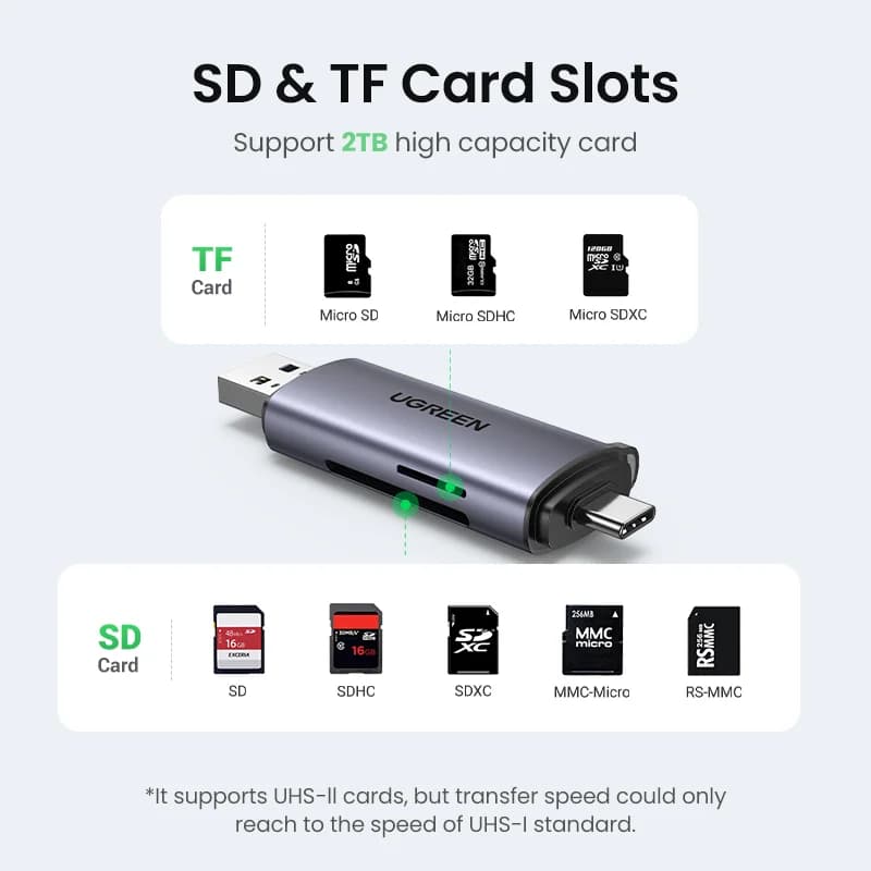 Αναγνώστης καρτών SD/MicroSD με θύρες USB 3.0 & USB-C