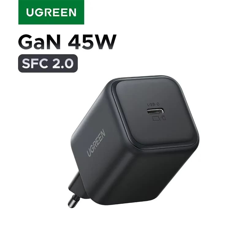 Φορτιστής Τοίχου GaN 45W USB-C, Ευρωπαϊκό Plug