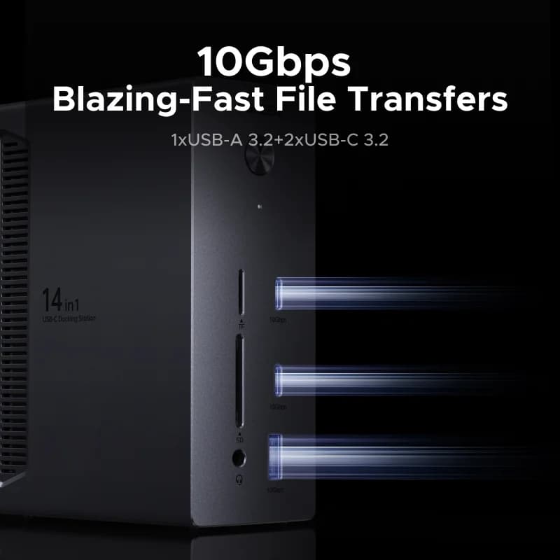 Σταθμός Σύνδεσης USB-C 14-σε-1, Τριπλή Οθόνη, 10Gbps