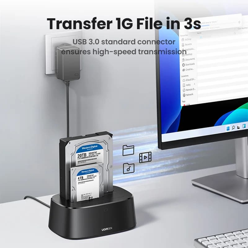 Σταθμός Σύνδεσης SATA σε USB 3.0 με Δύο Θήκες HDD