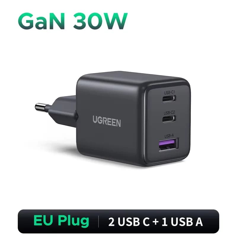 Φορτιστής Τοίχου GaN 45W USB-C, Ευρωπαϊκό Plug