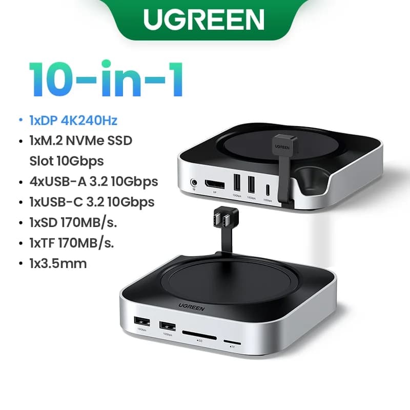 Σταθμός Σύνδεσης Mac Mini με Υποδοχή M.2 SSD και 4K DP