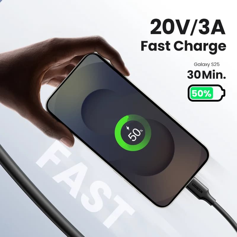 Καλώ USB-C σε USB-C, Ταχεία Φόρτιση PD 60W