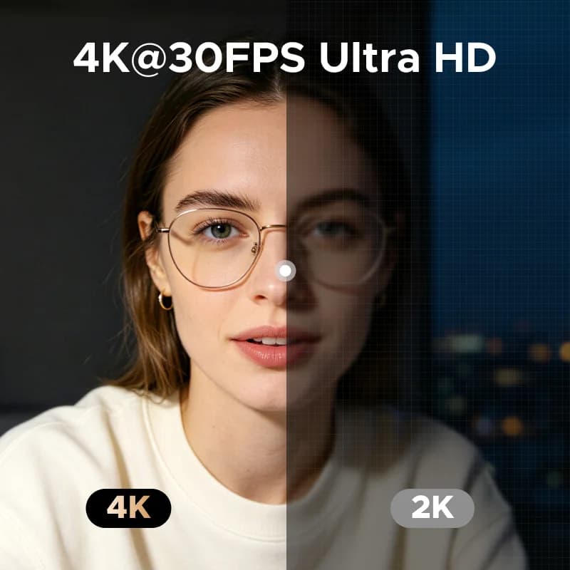 Webcam USB 4K με Δακτυλίου Φωτισμού Αφής και Κάλυμμα Απορρήτου