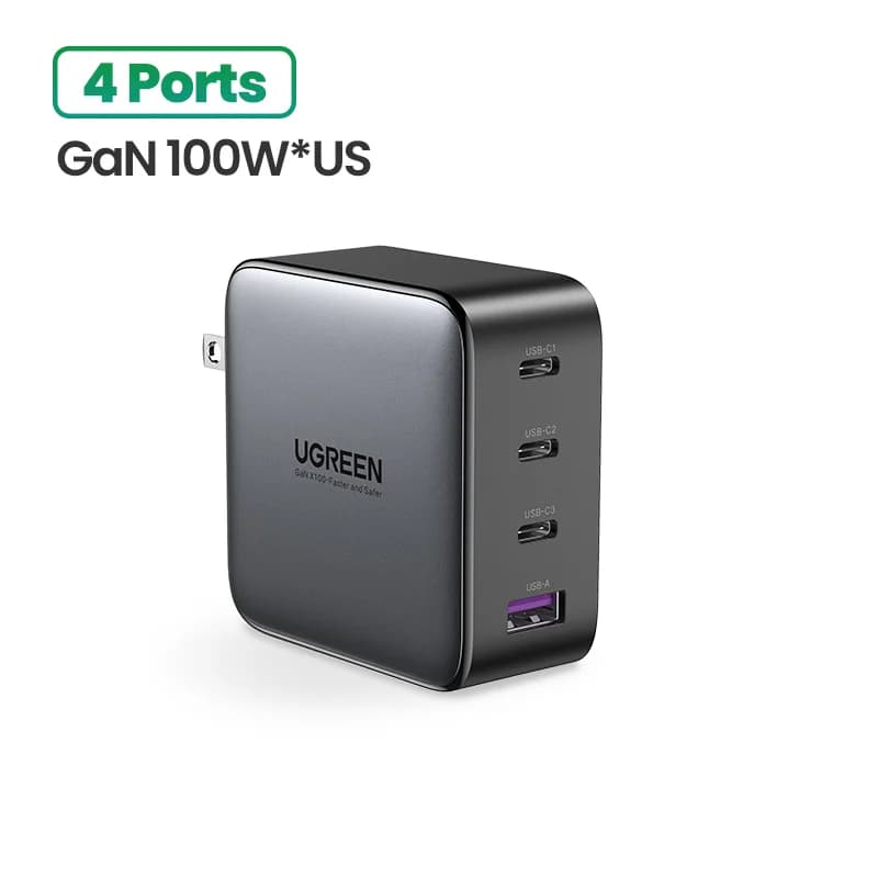 Φορτιστής Γρήγορης Φόρτισης 100W GaN USB-C με Πρίζα ΗΠΑ