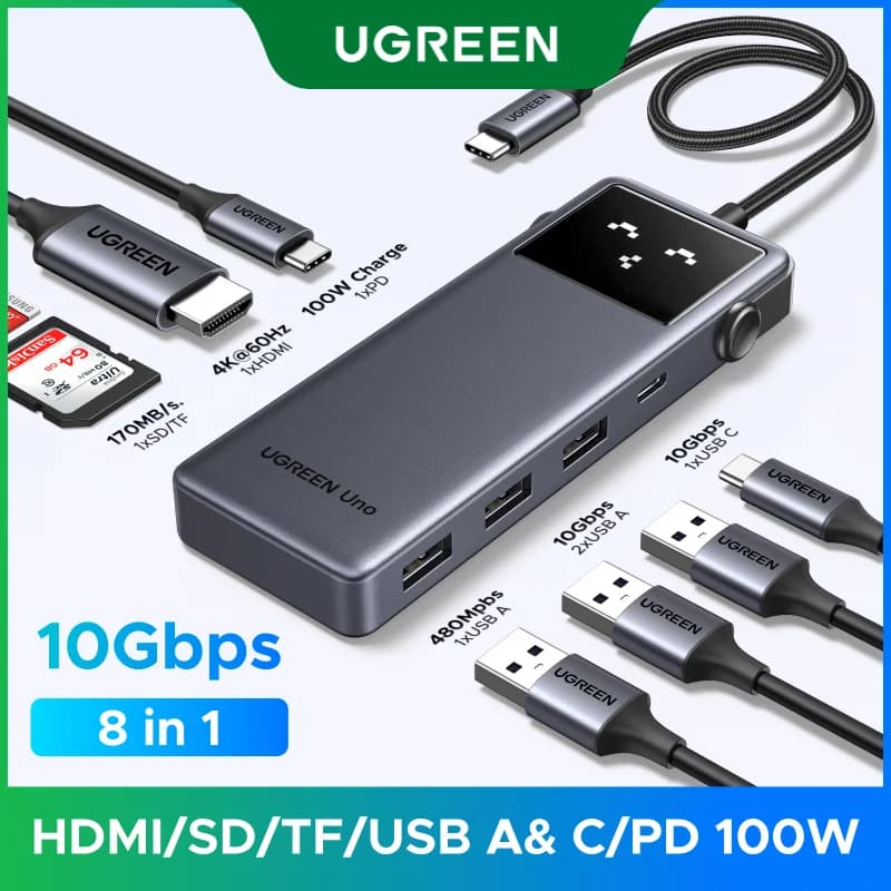 HUB 8-σε-1 USB-C με HDMI 4K και PD 100W